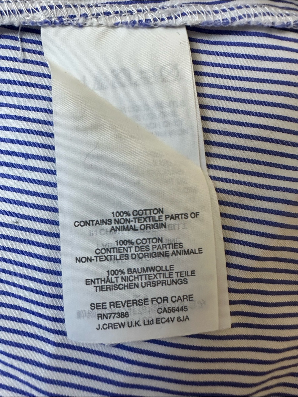 Blue and White Stripe Short-Sleeve J Crew Popover Shirt Size 12 Crisp Cotton - Picture 8 of 9